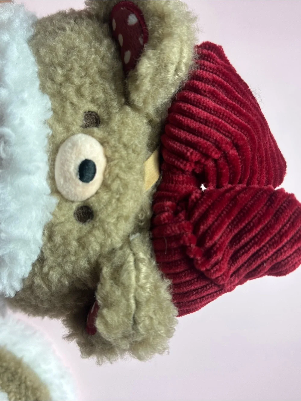 Snowball Cub Hooded Doll Keychain in Beige with White Trim